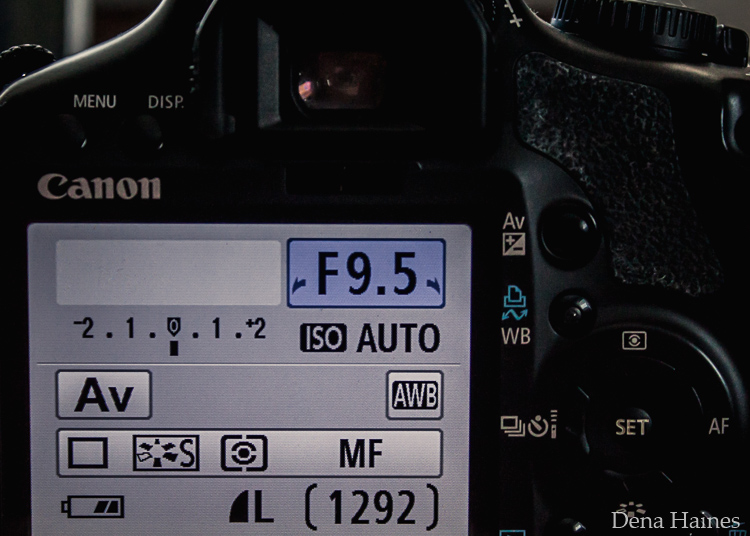 Aperture setting on canon LCD screen