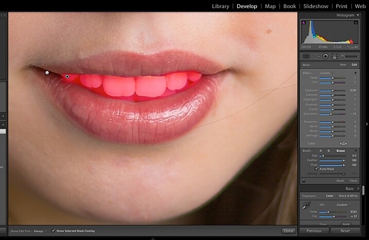 Image showing basic portrait editing in Lightroom