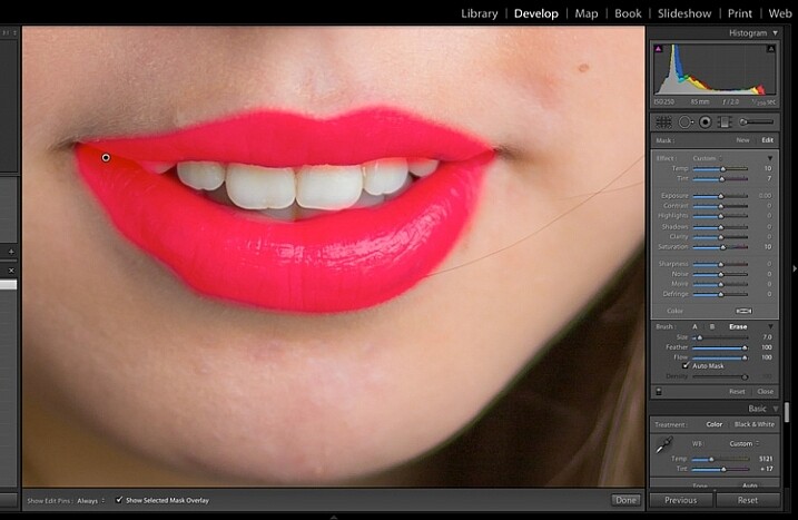 Image showing basic portrait editing in Lightroom