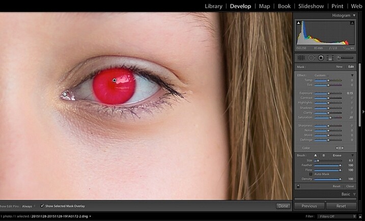 Image showing basic portrait editing in Lightroom