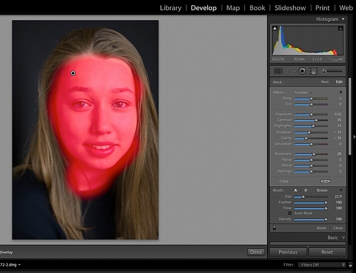 Image showing basic portrait editing in Lightroom