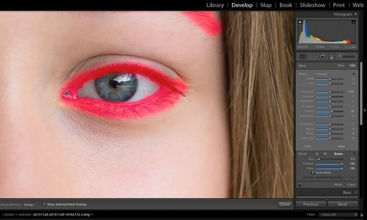 Image showing basic portrait editing in Lightroom