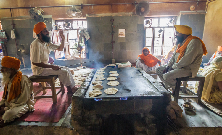 Cooking at a Sikh Temple