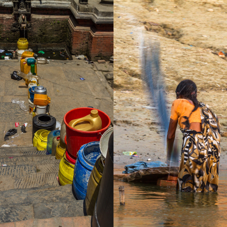 Water in use in Nepal and India