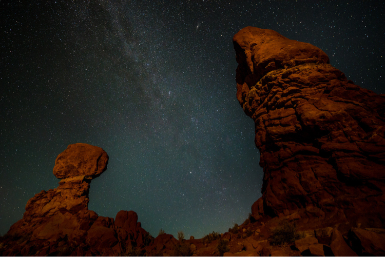 Balanced Rock, Arches National Park, at Night