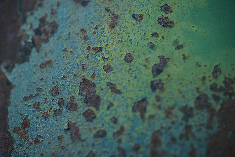 Rusted paintwork of a Dodge Campervan