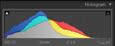 Histogram with highlights adjusted.