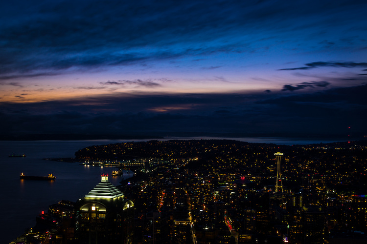 I used Shutter Priority with a value of 30 seconds to get this shot of the Seattle skyline from the Columbia Tower Observation Deck.