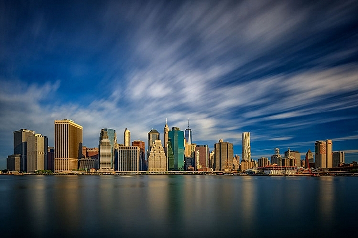 Using filters - a 10-stop ND filter to achieve a slower shutter speed of 60 seconds, I was able to capture the motion of the clouds as they passed over New York City.