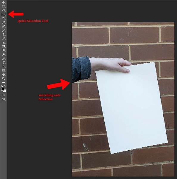 How to Make a Sketch inside a Photograph - selection of hand and paper