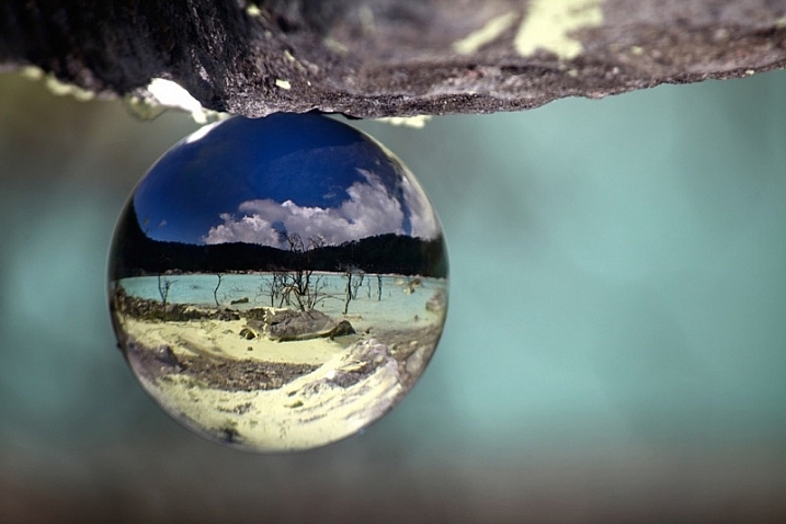 Natural landscape look great inside the ball. This is a volcanic lake found in Indonesia.