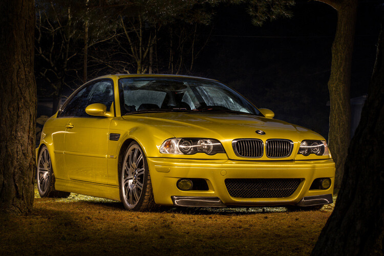 A light painted car with the light source not visible in the final image