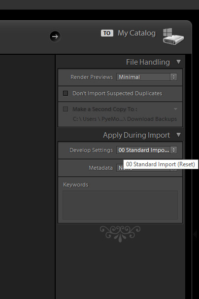 How to Create a "Standard Import" Preset in Lightroom 4