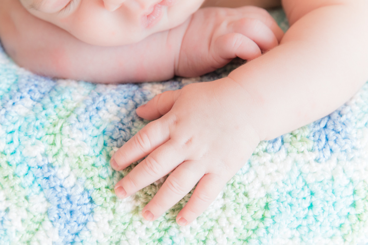 Close-up details of newborns hands
