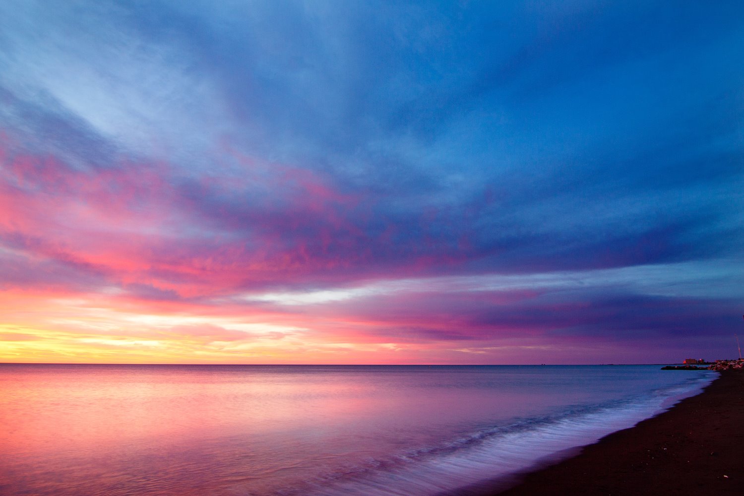 Pink Sunset Sky on Beach View Photograph Print 100% Australian Made